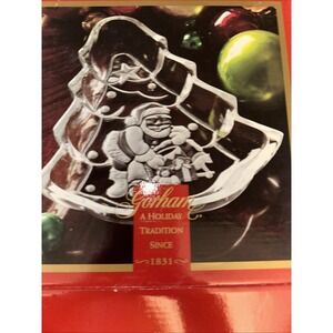 Gorham Glass Candy Dish Snowy Sweethearts 8.5 in New In Box